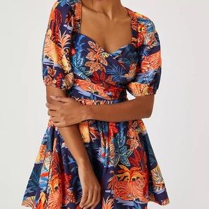 Anthropologie puff sleeve mini dress L